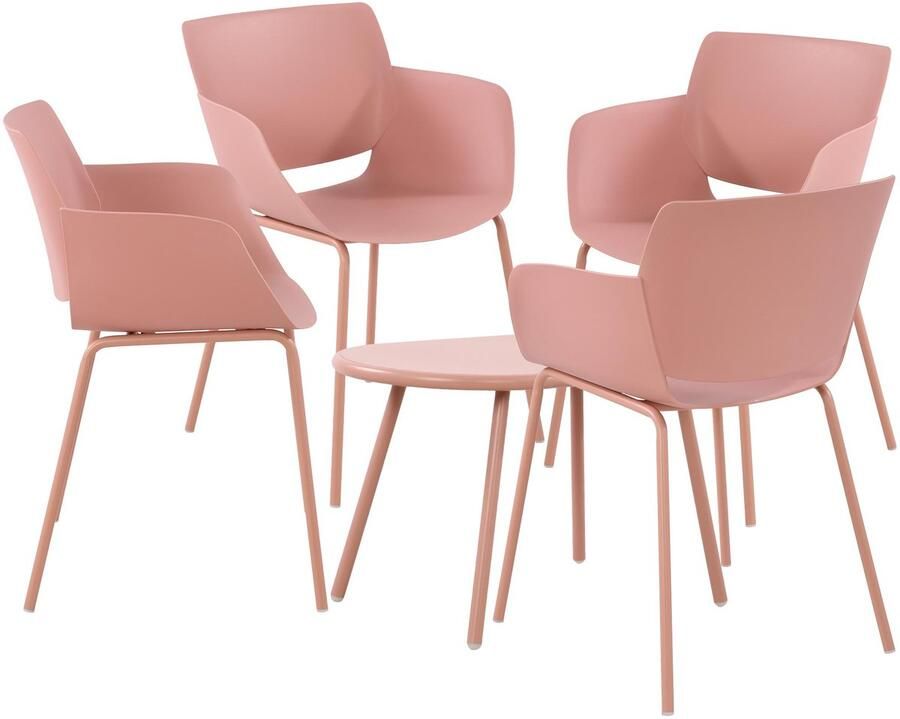 Clp Velvena Tuinset Set bestaande uit Velva tafel en Alpena stoelen weerbestendig UV-bestendig roze 4 stoelen