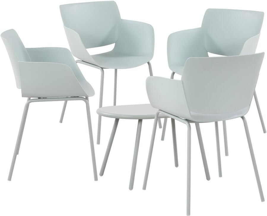 Clp Velvena Tuinset Set bestaande uit Velva tafel en Alpena stoelen weerbestendig UV-bestendig turkis 4 stoelen