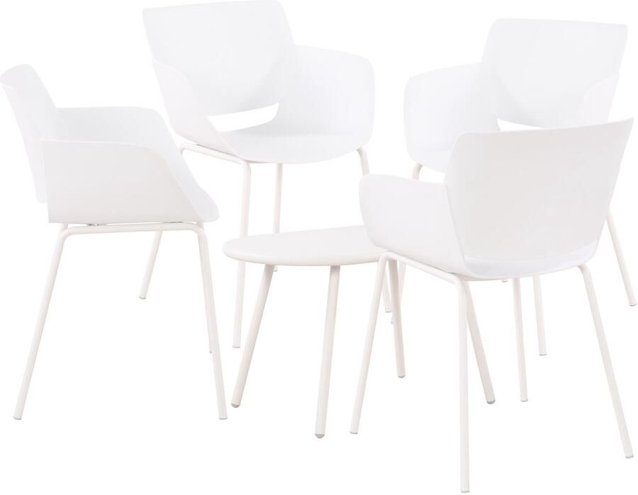 Clp Velvena Tuinset Set bestaande uit Velva tafel en Alpena stoelen weerbestendig UV-bestendig wit 4 stoelen