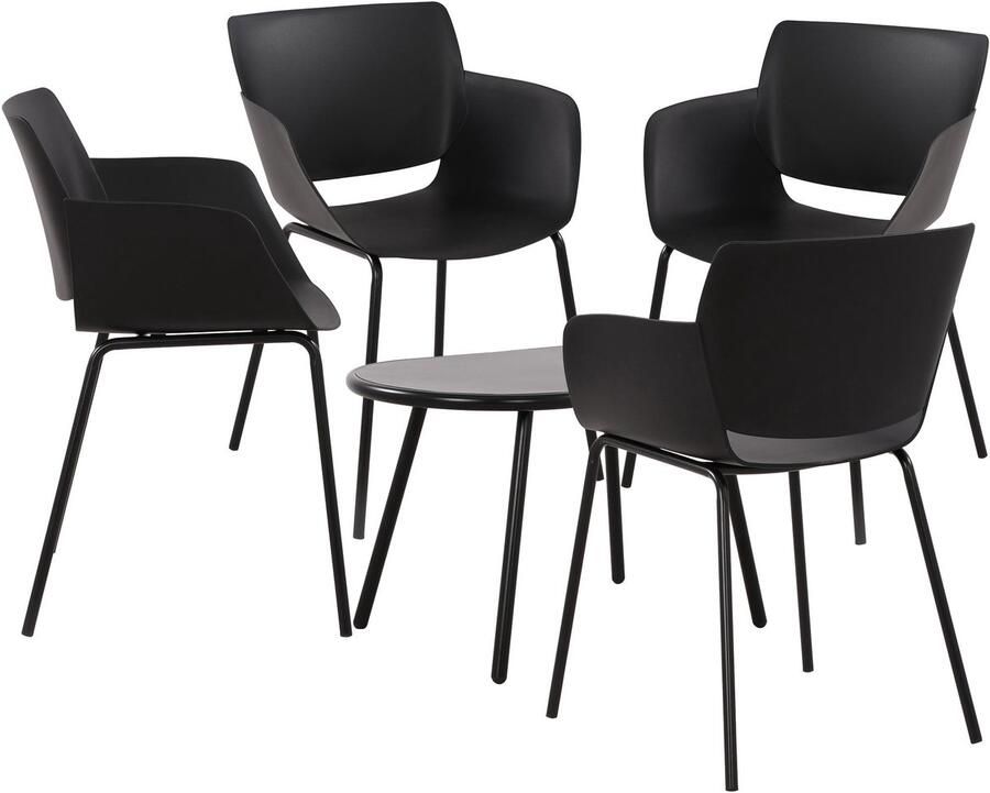 Clp Velvena Tuinset Set bestaande uit Velva tafel en Alpena stoelen weerbestendig UV-bestendig zwart 4 stoelen
