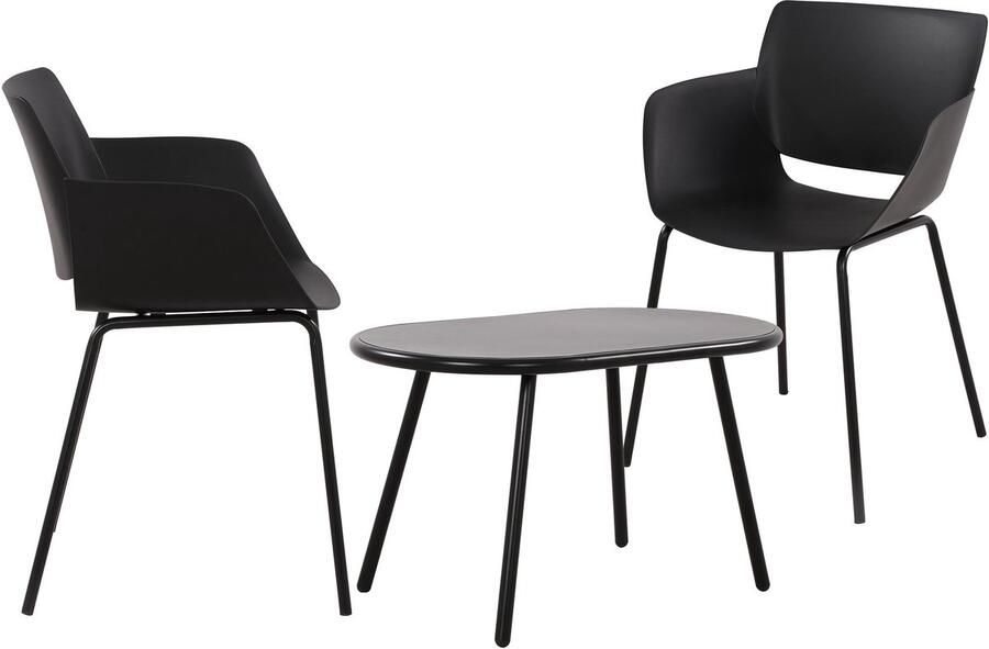 Clp Velvena Tuinset Set bestaande uit Velva tafel en Alpena stoelen weerbestendig UV-bestendig zwart 2 stoelen