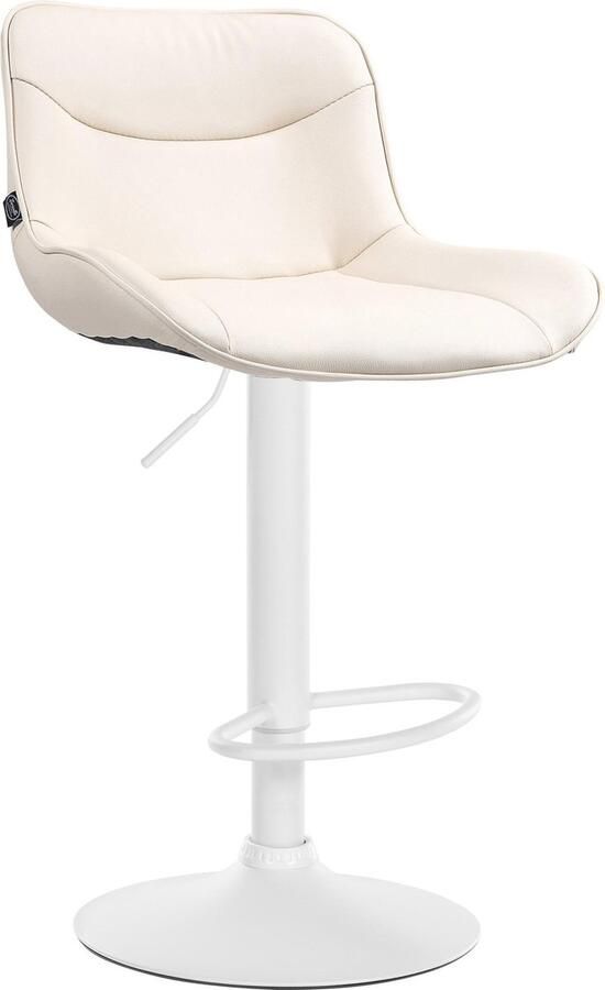 CLP Vonore Barkruk Met rugleuning Met voetensteun Verstelbaar Metalen frame Kunstleer wit creme