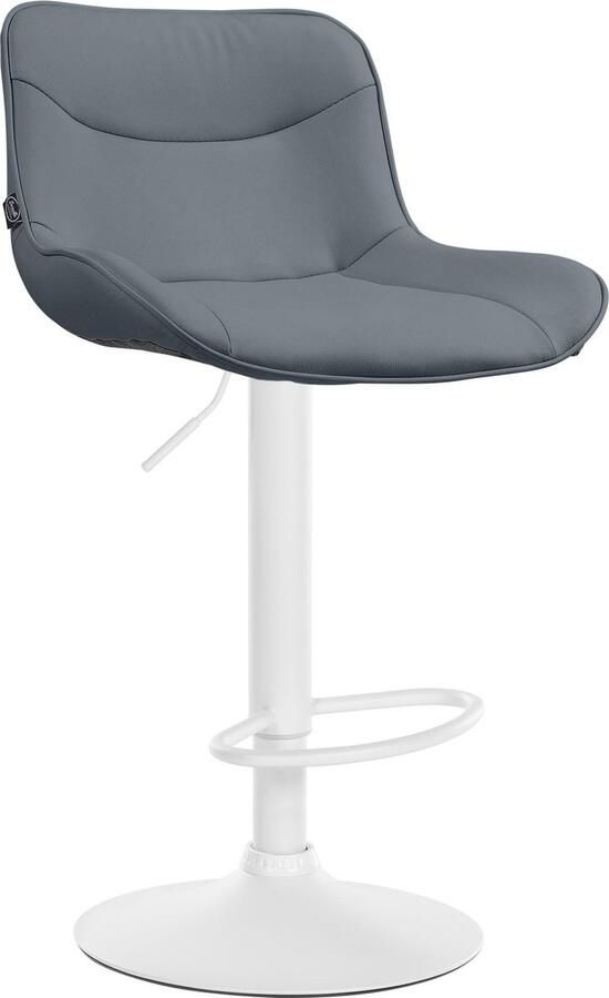 CLP Vonore Barkruk Met rugleuning Met voetensteun Verstelbaar Metalen frame Kunstleer grijs wit