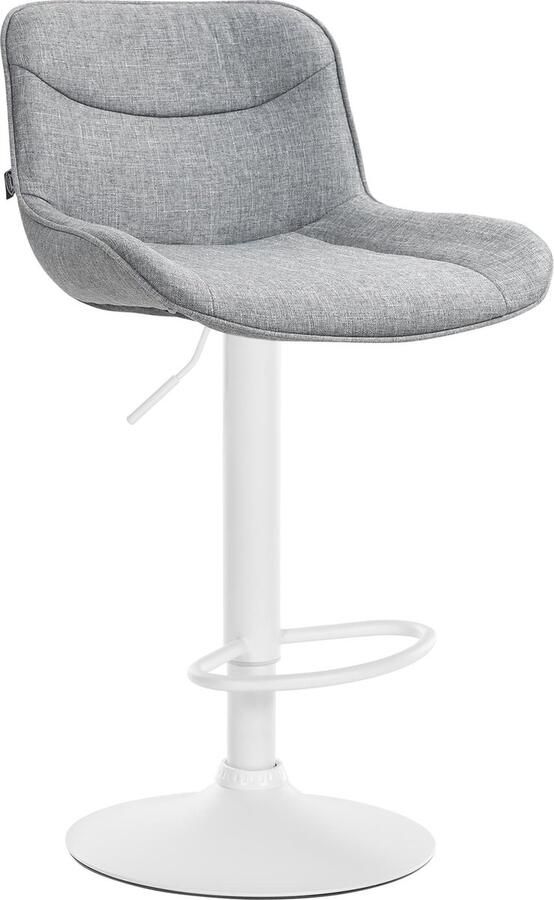 CLP Vonore Barkruk Met rugleuning Met voetensteun Verstelbaar Metalen frame Stof wit grijs