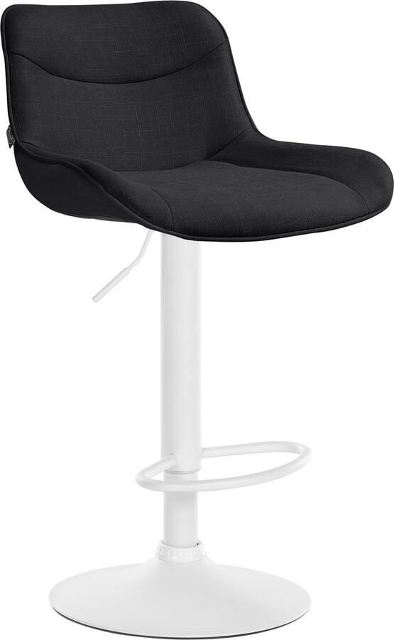 CLP Vonore Barkruk Met rugleuning Met voetensteun Verstelbaar Metalen frame Stof zwart wit