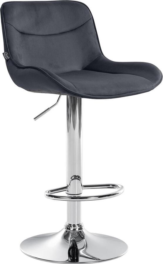 CLP Vonore Barkruk Met rugleuning Met voetensteun Verstelbaar Metalen frame Velvet Fluweel chroom zwart