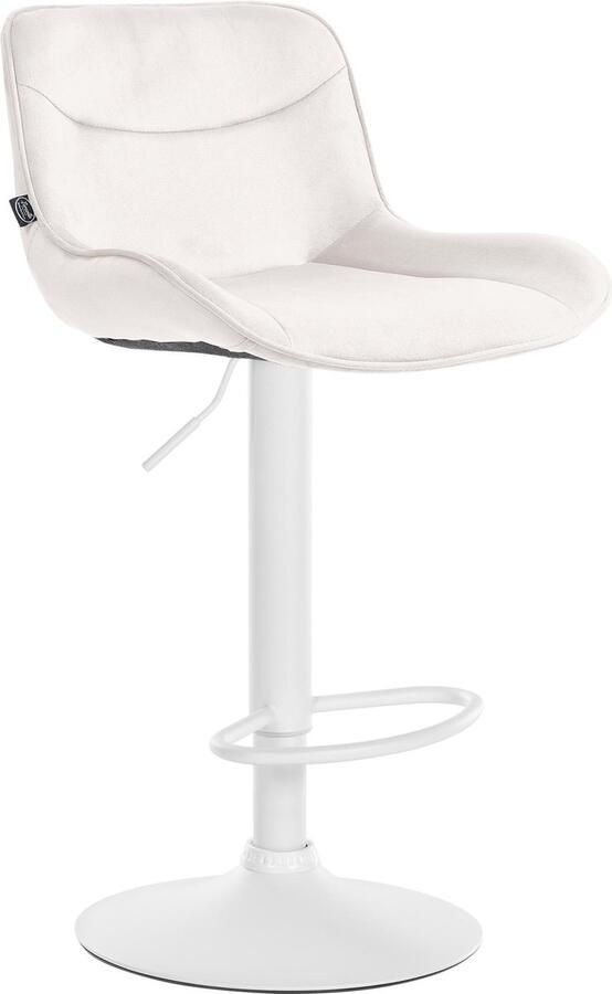 CLP Vonore Barkruk Met rugleuning Met voetensteun Verstelbaar Metalen frame Velvet Fluweel creme wit