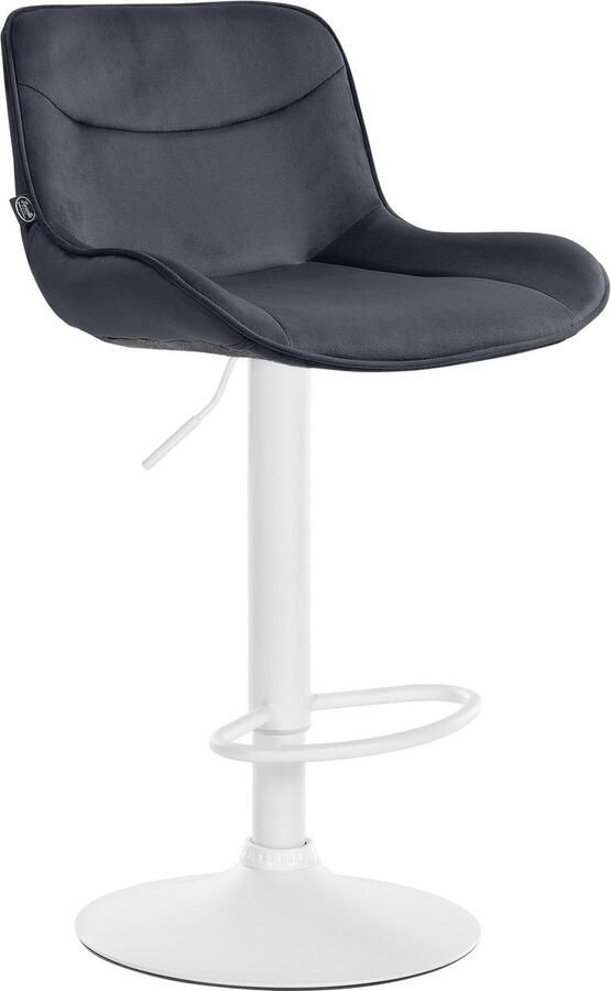 CLP Vonore Barkruk Met rugleuning Met voetensteun Verstelbaar Metalen frame Velvet Fluweel wit zwart