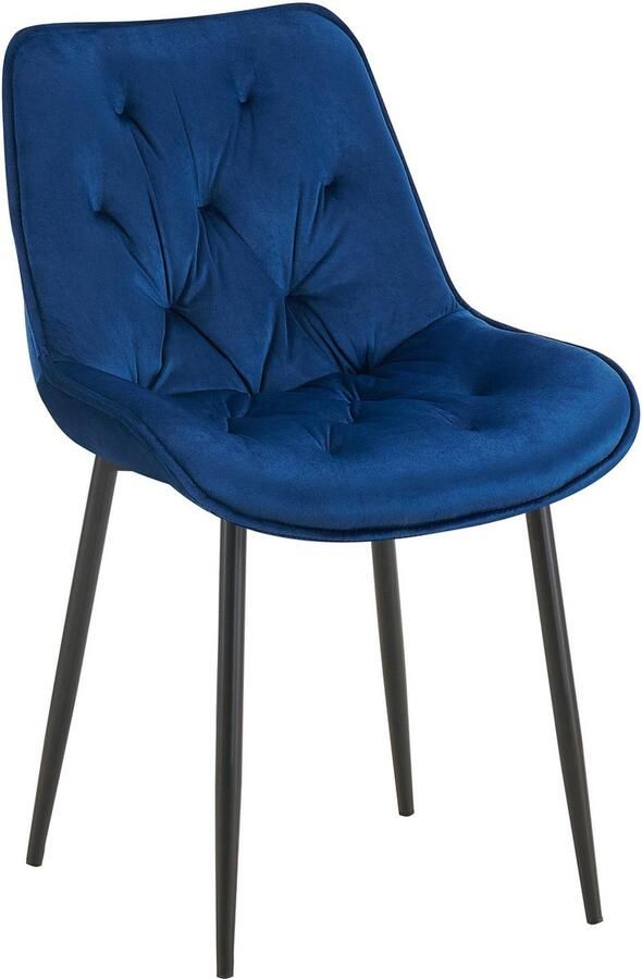 CLP Wallace Eetkamerstoel Zonder armleuning Metalen frame Vloerbeschermers Velvet Fluweel blauw