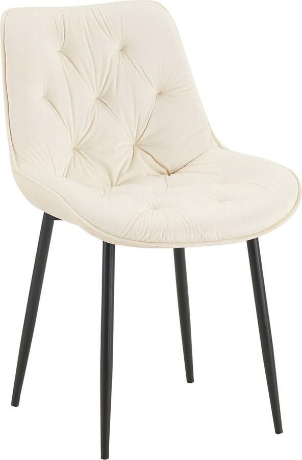 CLP Wallace Eetkamerstoel Zonder armleuning Metalen frame Vloerbeschermers Velvet Fluweel creme