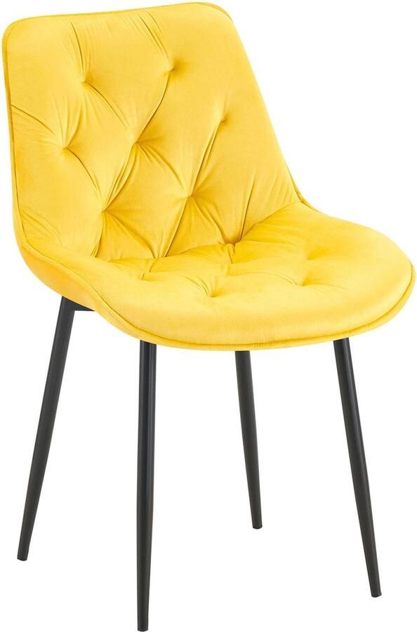 CLP Wallace Eetkamerstoel Zonder armleuning Metalen frame Vloerbeschermers Velvet Fluweel geel