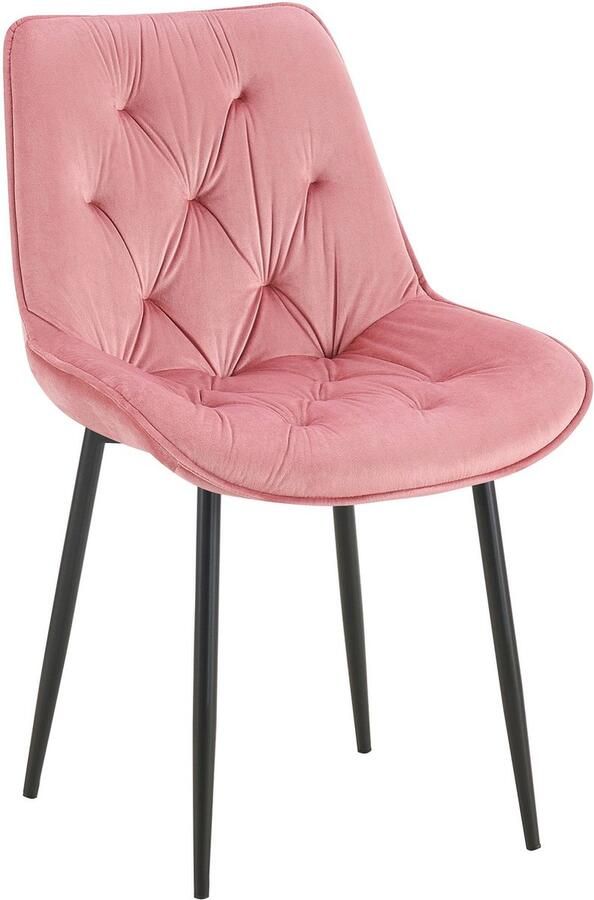 CLP Wallace Eetkamerstoel Zonder armleuning Metalen frame Vloerbeschermers Velvet Fluweel roze