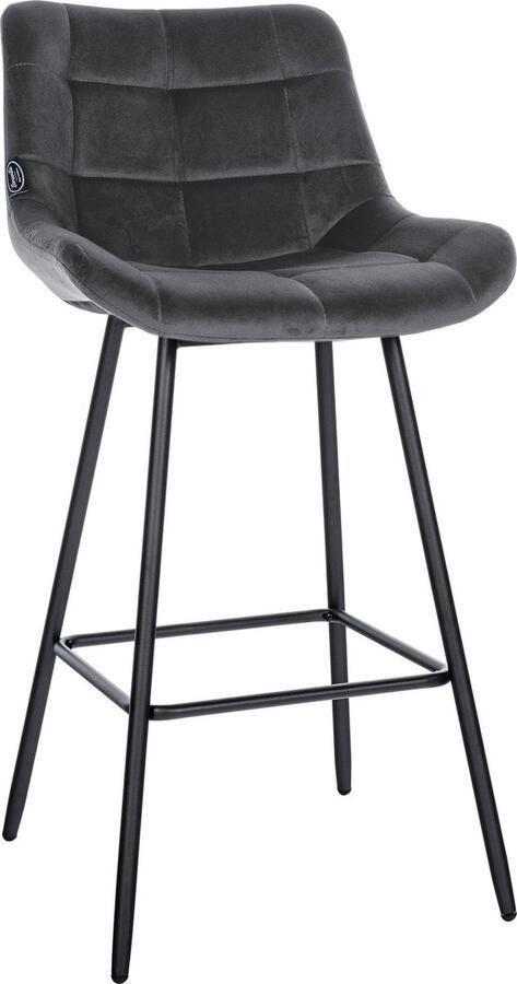 CLP West Barkruk Met rugleuning Voetsteun Metalen frame donkergrijs Fluweel