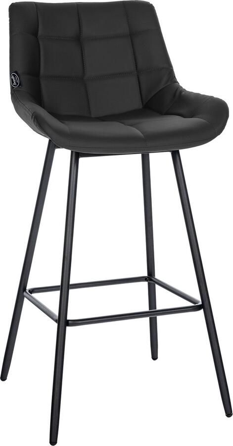 CLP West Barkruk Met rugleuning Voetsteun Metalen frame zwart Kunstleer