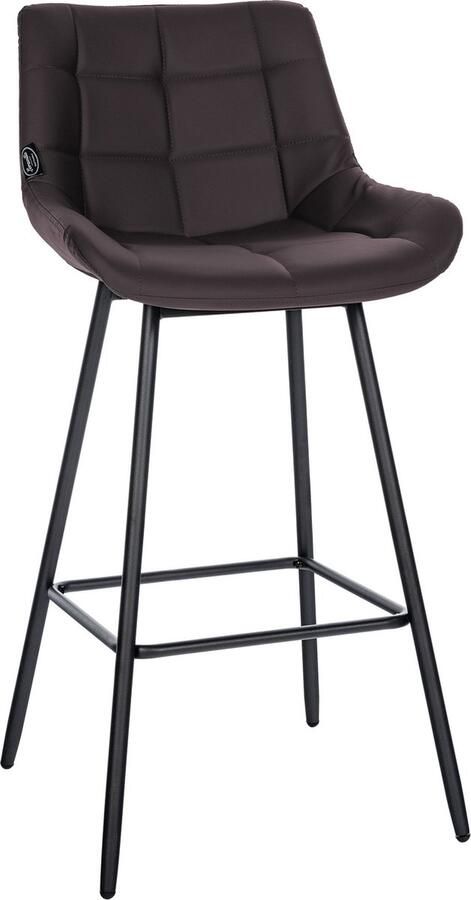 CLP West Barkruk Met rugleuning Voetsteun Metalen frame bruin Kunstleer