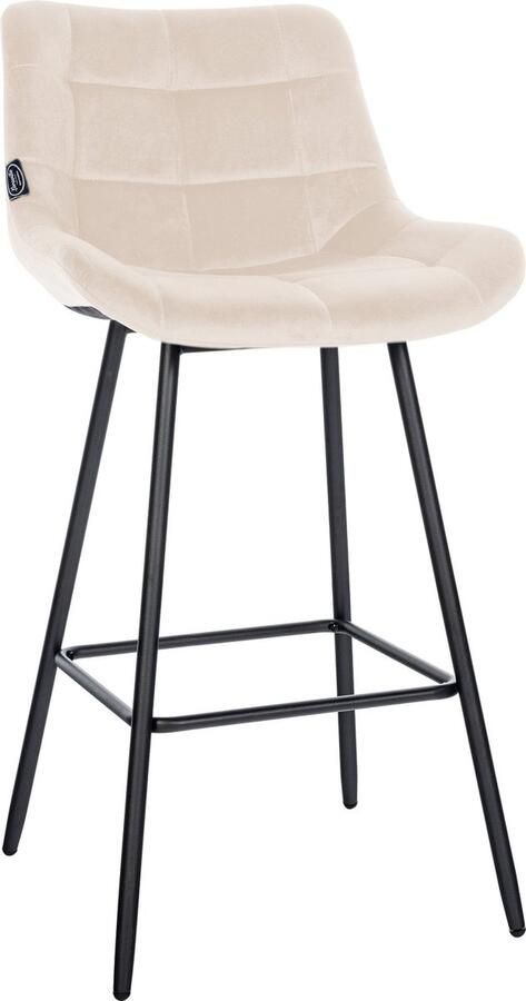 CLP West Barkruk Met rugleuning Voetsteun Metalen frame creme Fluweel