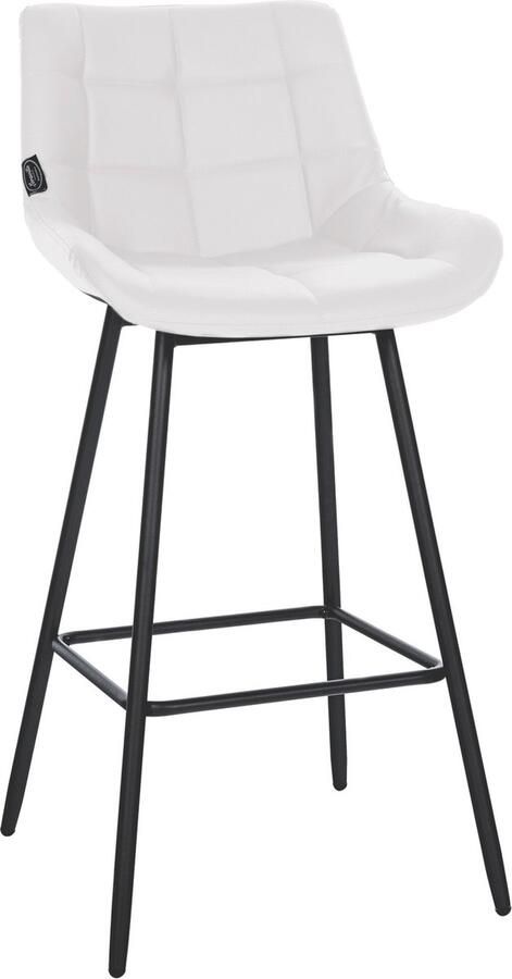 CLP West Barkruk Met rugleuning Voetsteun Metalen frame wit Kunstleer