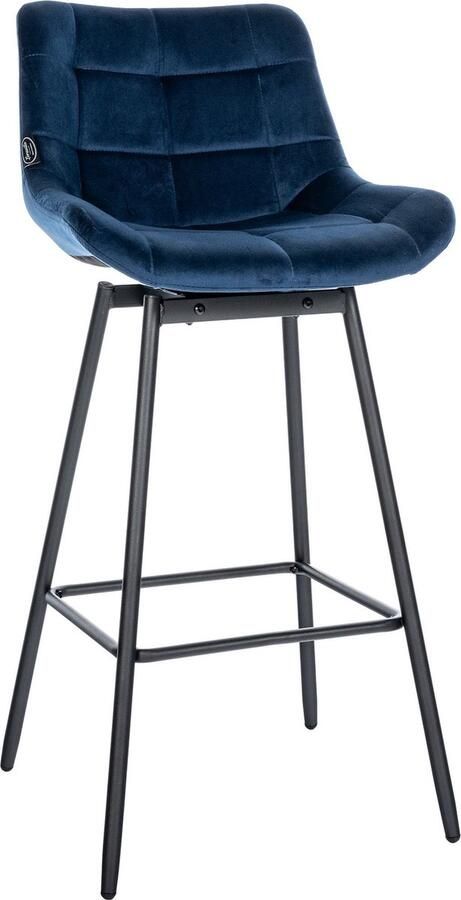 CLP West Barkruk Weston 90 graden draaibaar met terugloop Met rugleuning blauw Fluweel