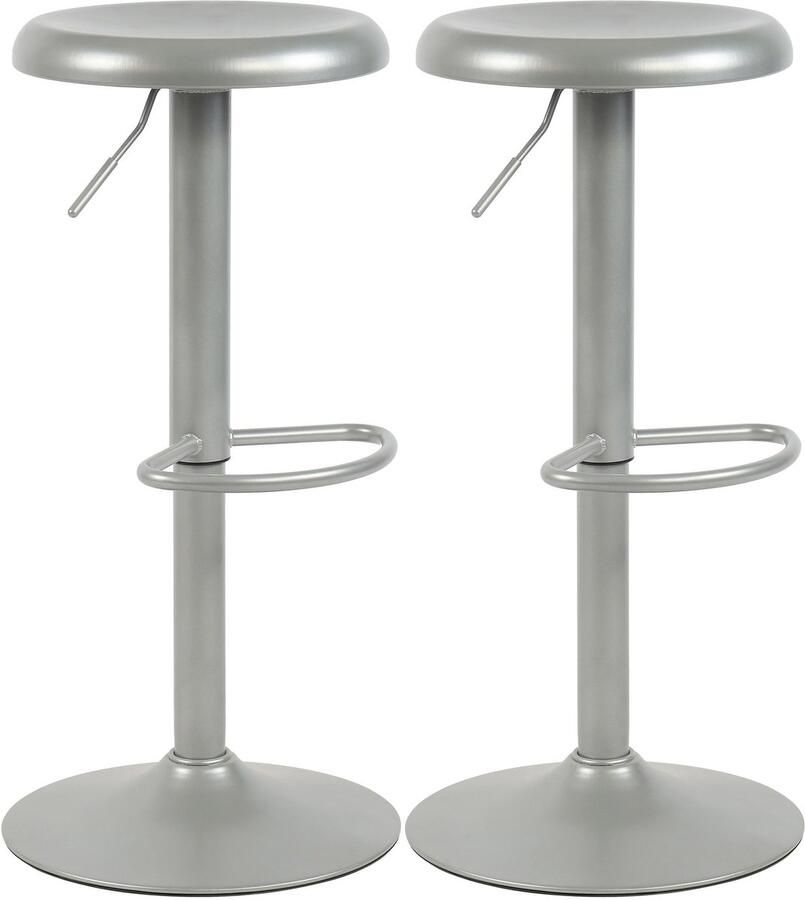 CLP Williston Set van 2 Barkrukken draaibaar In hoogte verstelbaar voetsteun zilver