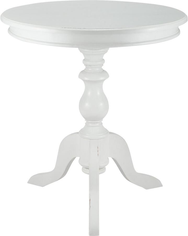 CLP Wiva Bijzettafel rond hout 70cm diameter voor woonkamer en eetkamer Mindihout met tafelblad antiek wit