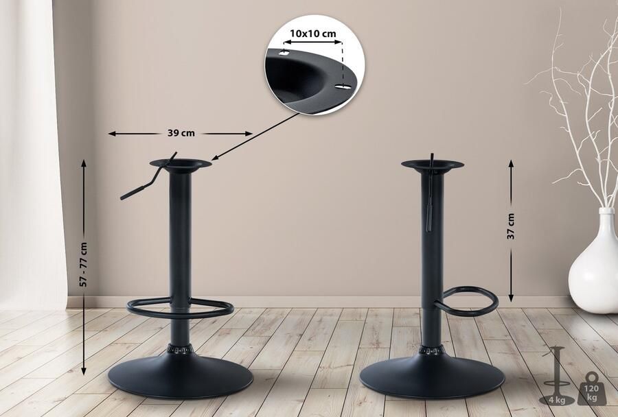 Clp XL frame voor barkrukken Versterkte barkrukkolom 8 X 8 of 10 X 10 CM gatenafstand DIY barkruk tot 150 kg zwart 10 x 10 cm - Foto 2