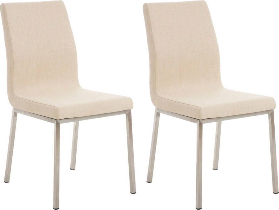 Clp Colmar Set van 2 eetkamerstoelen RVS frame Stof creme