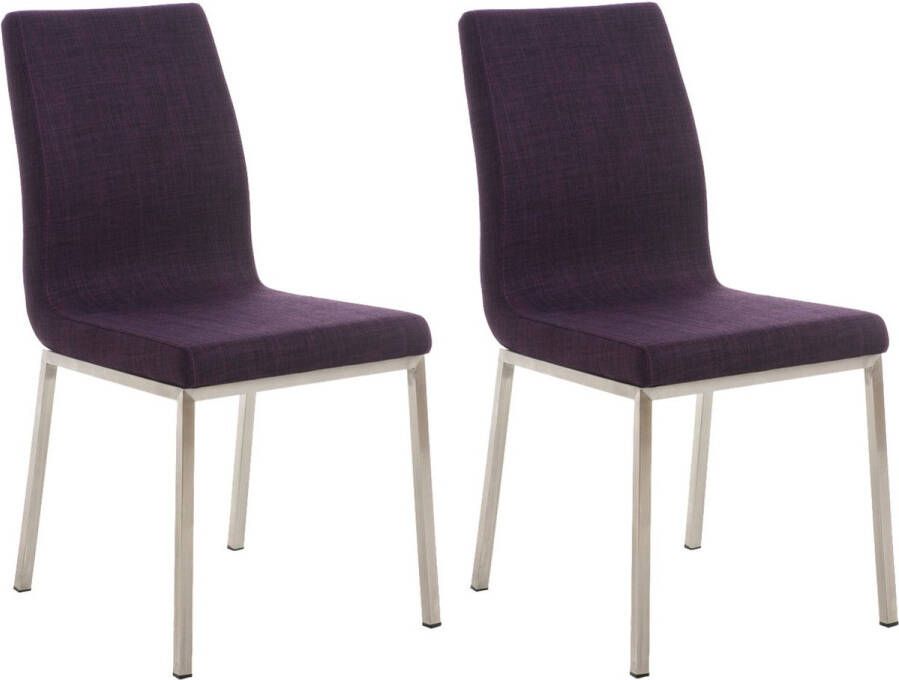 Clp Colmar Set van 2 eetkamerstoelen RVS frame Stof purper