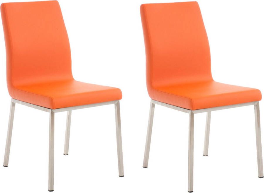 Clp Colmar Set van 2 eetkamerstoelen RVS Kunstlkeer oranje