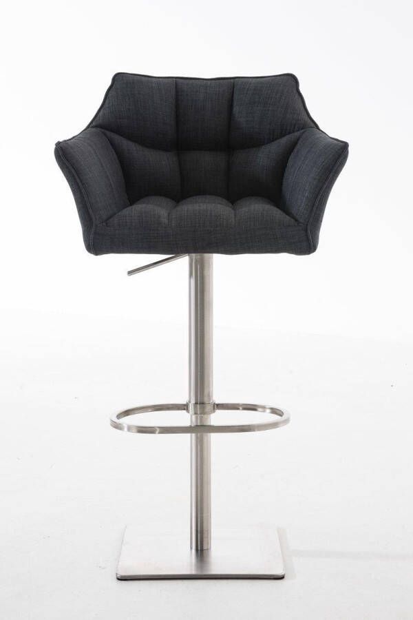 Clp Damaso Barkruk armleuning met rugleuning met voetensteun verstelbaar Stof donkergrijs roestvrij staal - Foto 2