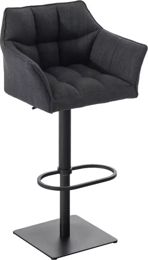 Clp Damaso Barkruk armleuning met rugleuning met voetensteun verstelbaar Stof donkergrijs zwart - Foto 2