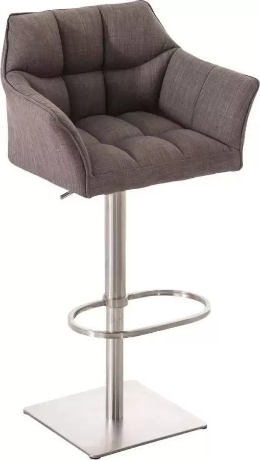 Clp Damaso Barkruk armleuning met rugleuning met voetensteun verstelbaar Stof grijs roestvrij staal - Foto 2