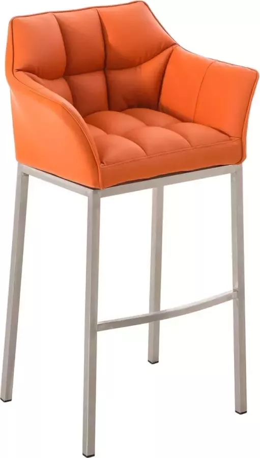 Clp Damaso Barkruk Vast frame Kunstleer oranje roestvrij staal