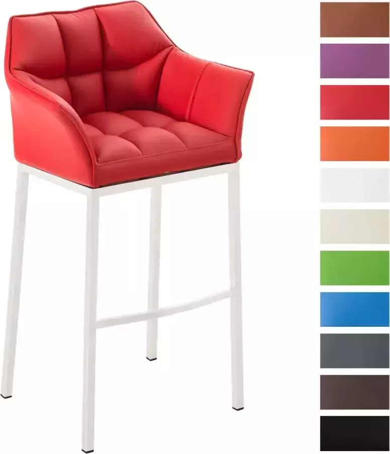 Clp Damaso Barkruk Vast frame Kunstleer Rood Wit - Foto 3