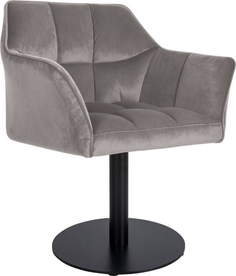 Clp Damaso Loungestoel Binnen Met armleuning Eetkamerstoel Metaal frame grijs Fluweel
