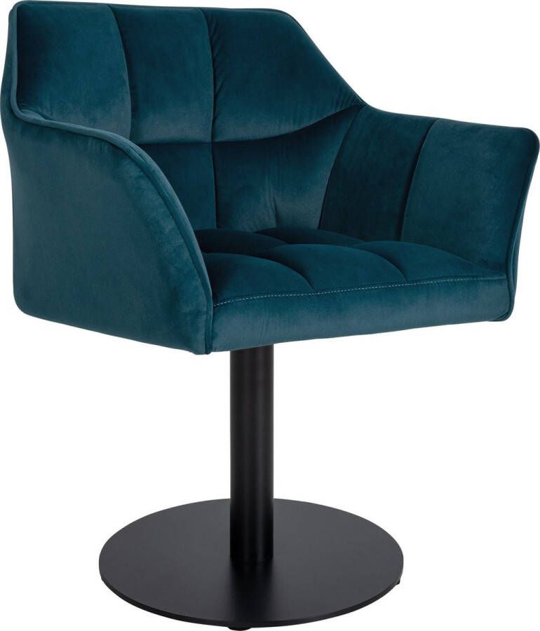 Clp Damaso Loungestoel Binnen Met armleuning Eetkamerstoel Metaal frame groen Fluweel