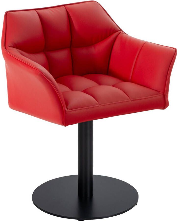 Clp Damaso Loungestoel Binnen Met armleuning Eetkamerstoel Metaal frame rood Kunstleer