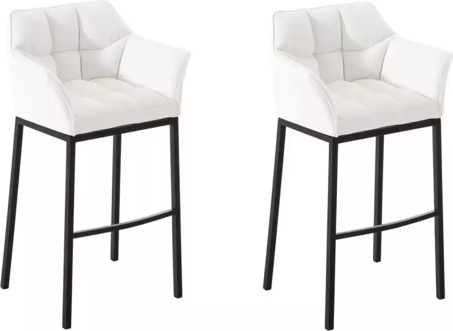 Clp Damaso Set van 2 barkrukken Kunstleer wit Onderstel zwart