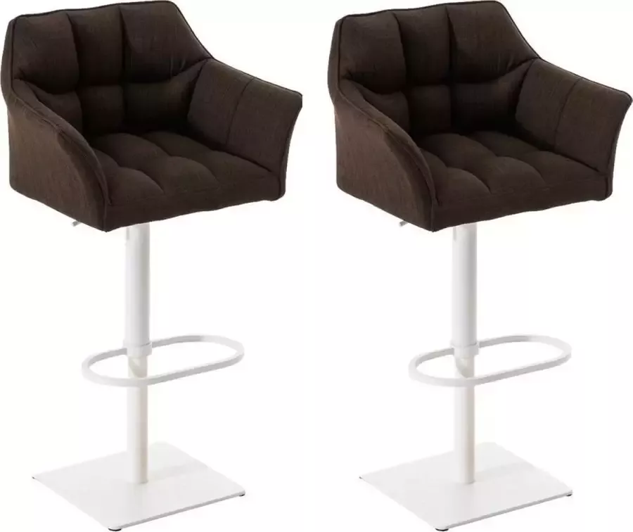 Clp Damaso Set van 2 barkrukken Stof bruin wit