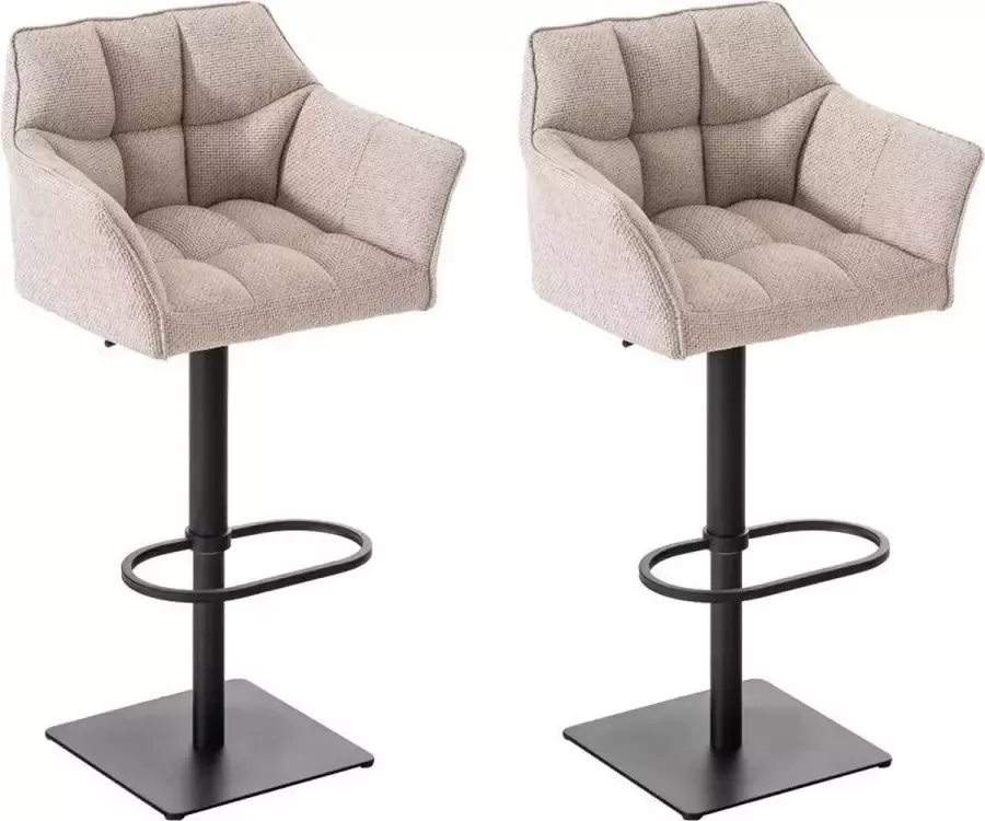 Clp Damaso Set van 2 barkrukken Stof ivoor zwart