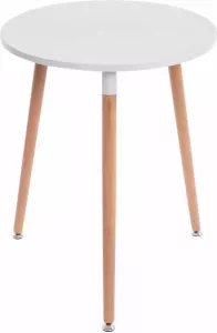 Clp Design keukentafel AMALIE Ø 60 cm hout driepotig met vloerbeschermer tafelblad : wit onderstel : natura