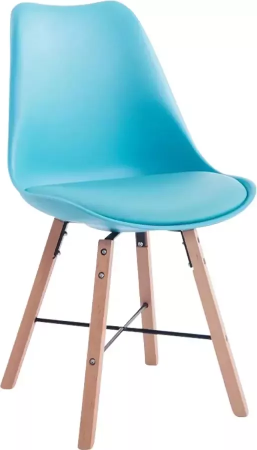 Clp Design retro bezoekersstoel LAFFONT eetkamerstoel kuipstoel hout kunstleer blauw natura
