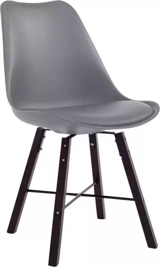 Clp Design retro bezoekersstoel LAFFONT eetkamerstoel kuipstoel hout kunstleer grijs cappuccino