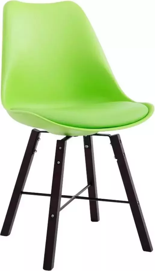Clp Design retro bezoekersstoel LAFFONT eetkamerstoel kuipstoel hout kunstleer groen cappuccino
