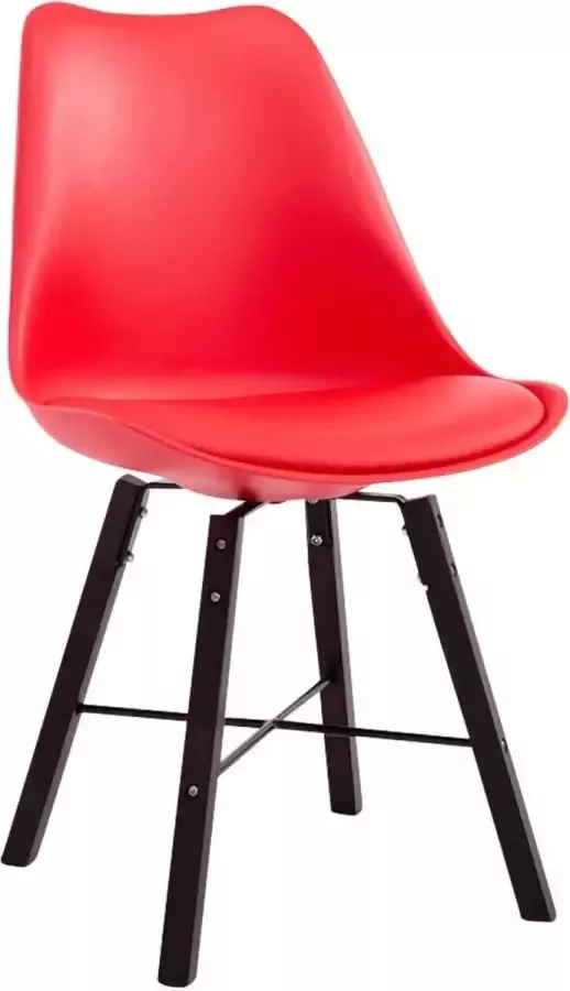 Clp Design retro bezoekersstoel LAFFONT eetkamerstoel kuipstoel hout kunstleer rood cappuccino