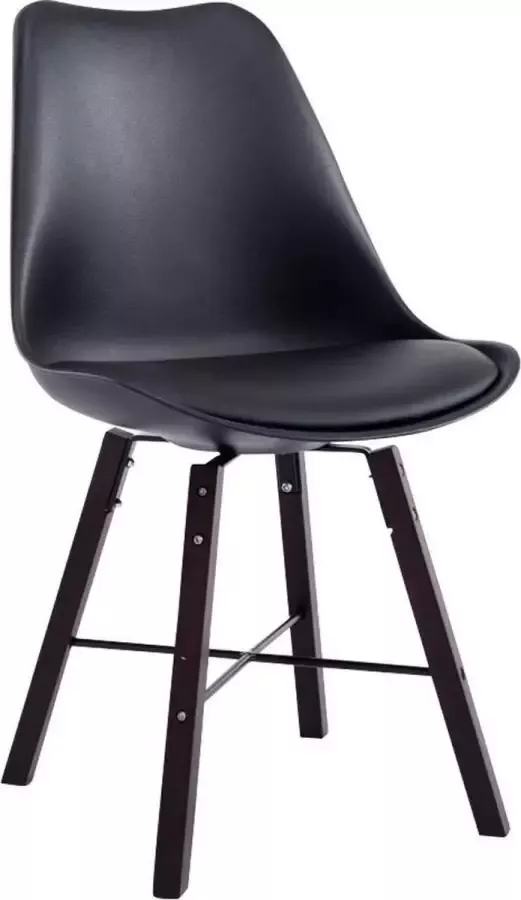 Clp Design retro bezoekersstoel LAFFONT eetkamerstoel kuipstoel hout kunstleer zwart cappuccino