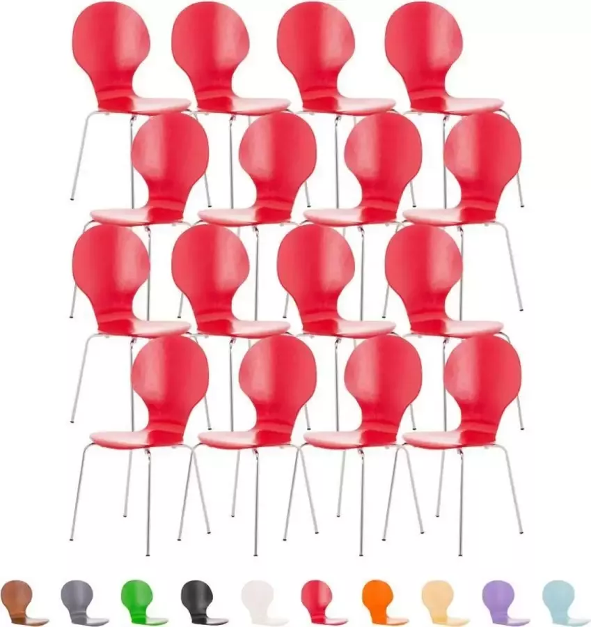 Clp Diego Set van 16 bezoekersstoelen rood - Foto 1