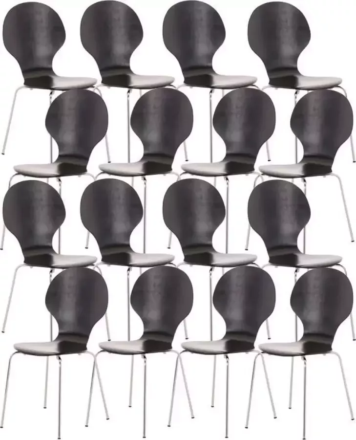 Clp Diego Set van 16 stapelstoelen zwart