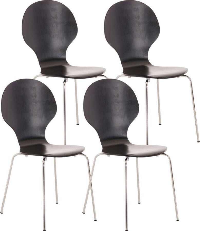Clp Diego Set van 4 stapelstoelen zwart