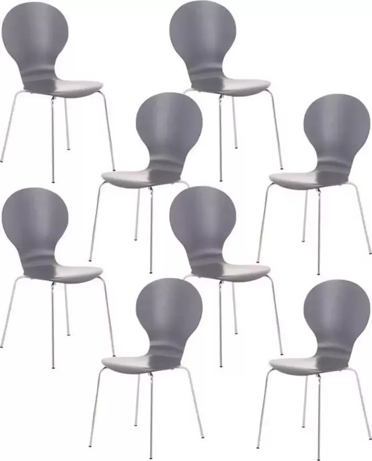 Clp Diego Set van 8 stapelstoelen grijs