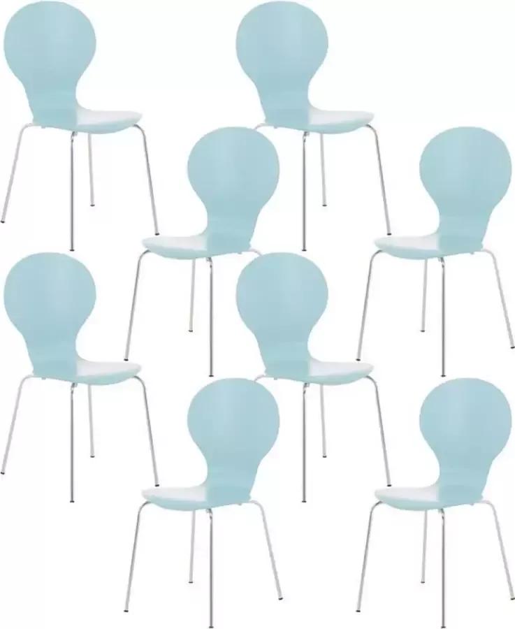 Clp Diego Set van 8 stapelstoelen lichtblauw